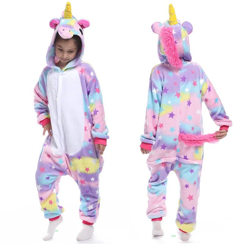 Autumn Stitch Kids Pajamas Unicorn For Children Animal Cartoon Blanket Baby Costume Winter Boys Girls Licorne onepiece |
