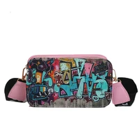 women fashionable shoulder bags new female messenger bag handbag broadband graffiti printing square bag crossbody bag
