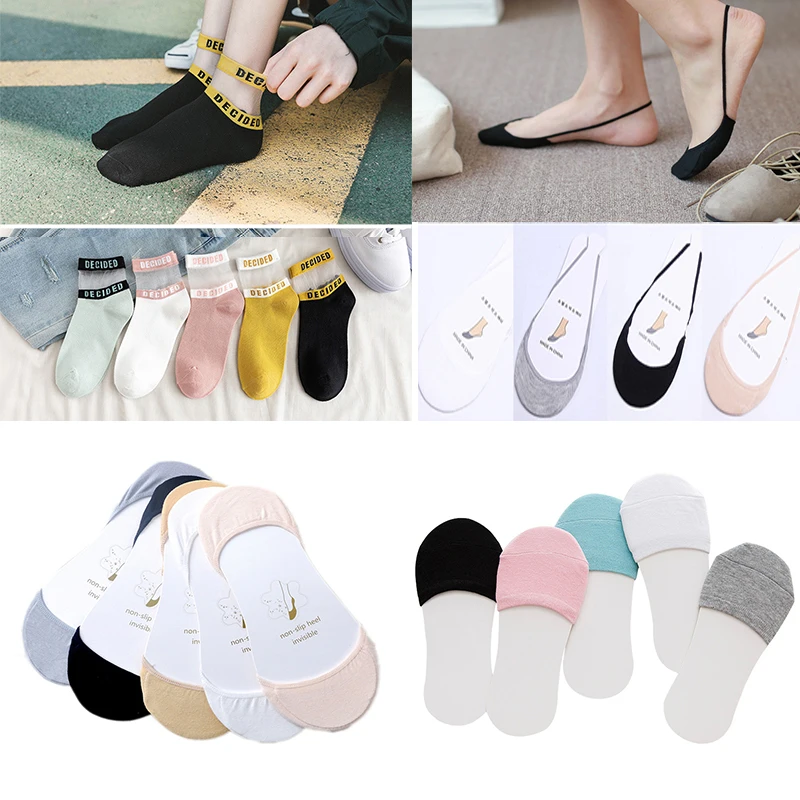 

Cotton Short Socks for Women Harajuku Letter Print Striped Ankle Socks for Girls Summer Thin Cotton Peep Toe Shoes Socks Sokken