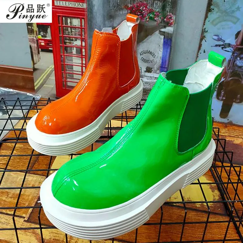 Хорошая Сезон весна осень Женская обувь Ботинки в стиле Маффин круглый носок