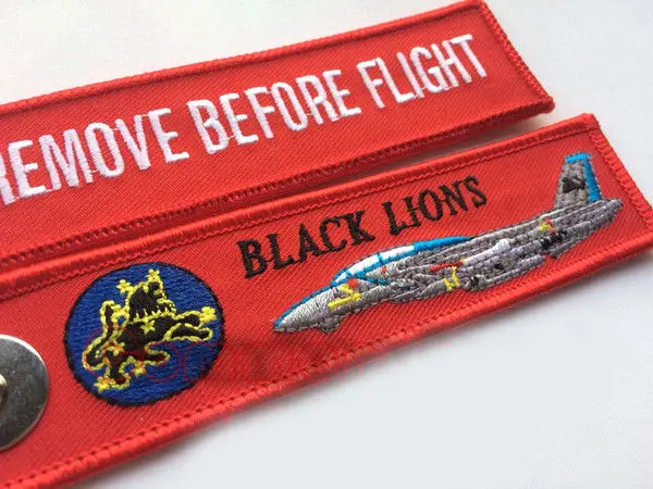 VF-213 черные Львы брелки Удалить перед полетом мужские и женские красные вышитые