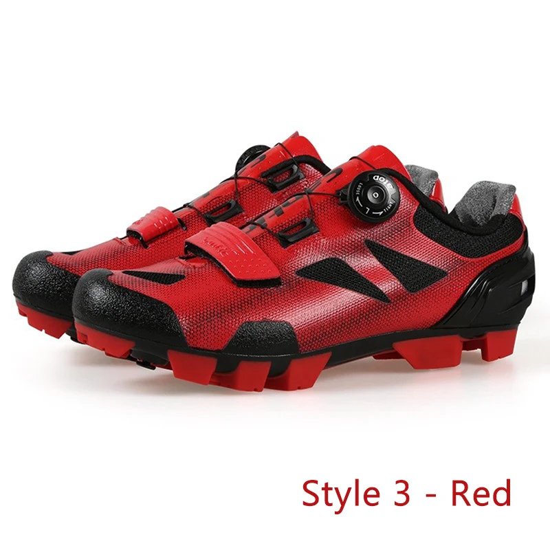 Style 3-Red Santic 4 стиля Pro MTB велосипедная обувь для горного велосипеда самозакрывающаяся обувь Нейлоновая подошва мужские wo мужские гоночные кроссовки Zapatos Ciclismo - Цвет: Style 3-Red