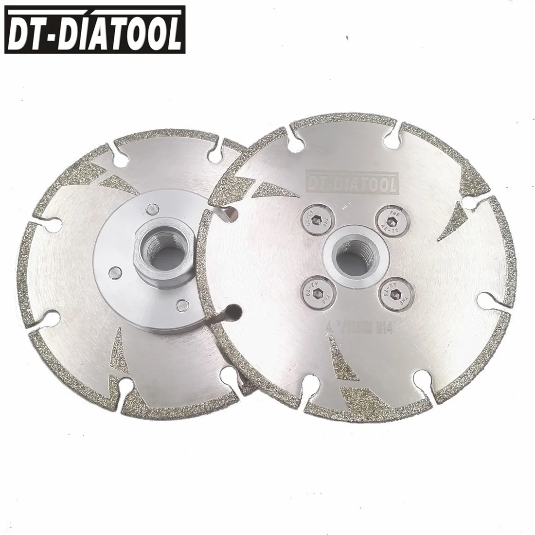 

DT-DIATOOL 2pcs M14 Thread 4 Inch/105mm Electroplated Diamond Saw Blade Both Side Ox-horn Coated Marble Granite Cutting Disc