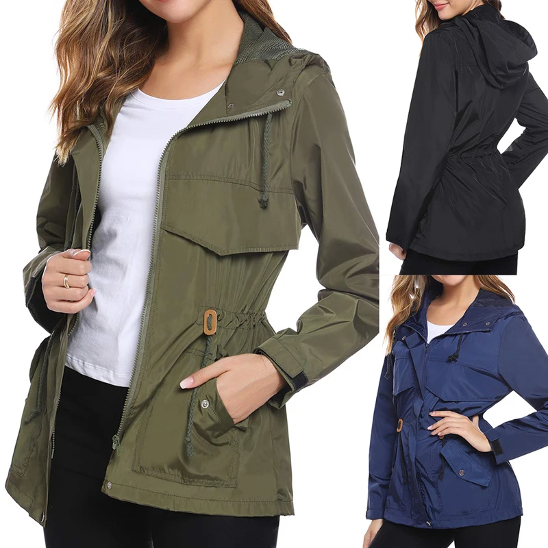 Женский дождевик Sfit легкий с капюшоном водонепроницаемая ветровка для активного