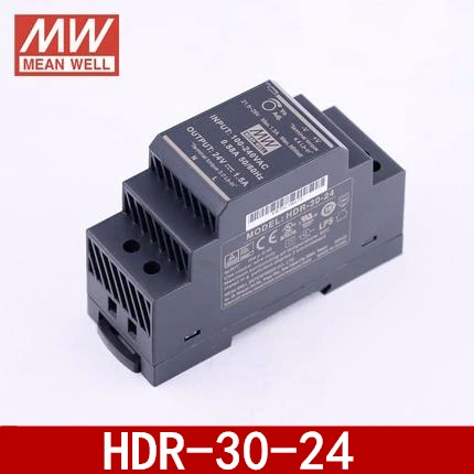 

Оригинальный Mean Well HDR-30-24 DC 24V 1.5A 36W meanwell ультратонкий ступенчатая форма DIN Rail источник питания