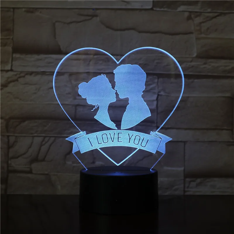 3D 3438 I Love You светодиодный ночник акриловая пластина сенсорный светильник милый