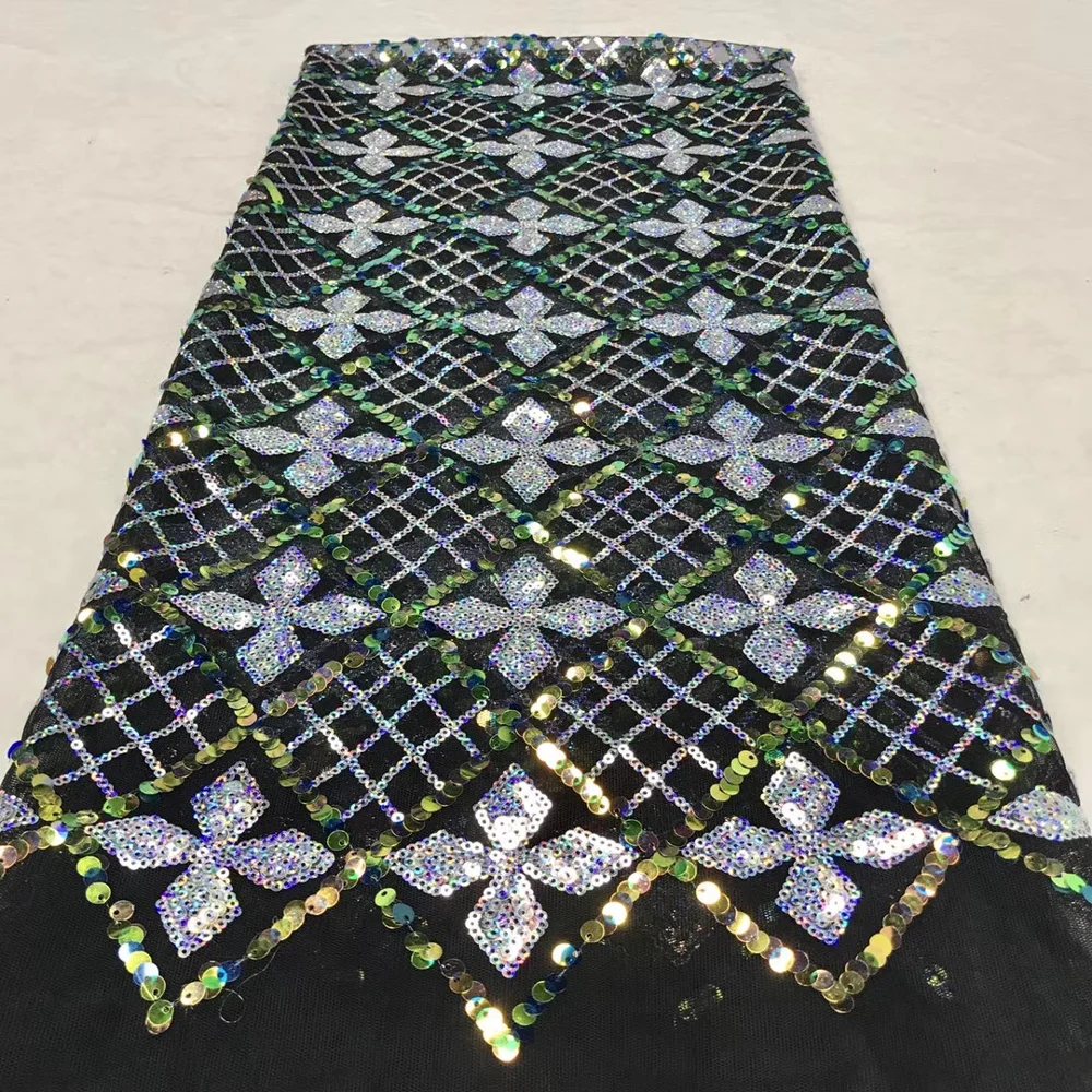 

Latest Lxure fashion African Lace Fabric High Quality Sequins French Tulle Lace Fabrics for Haute Couture Dress 5Yards