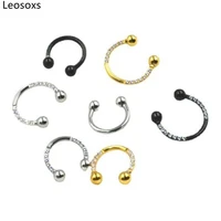 leosoxs 1pc horseshoe ring titanium steel zircon earrings nose ring nasal septum nasal nails lip nails ear bone nails