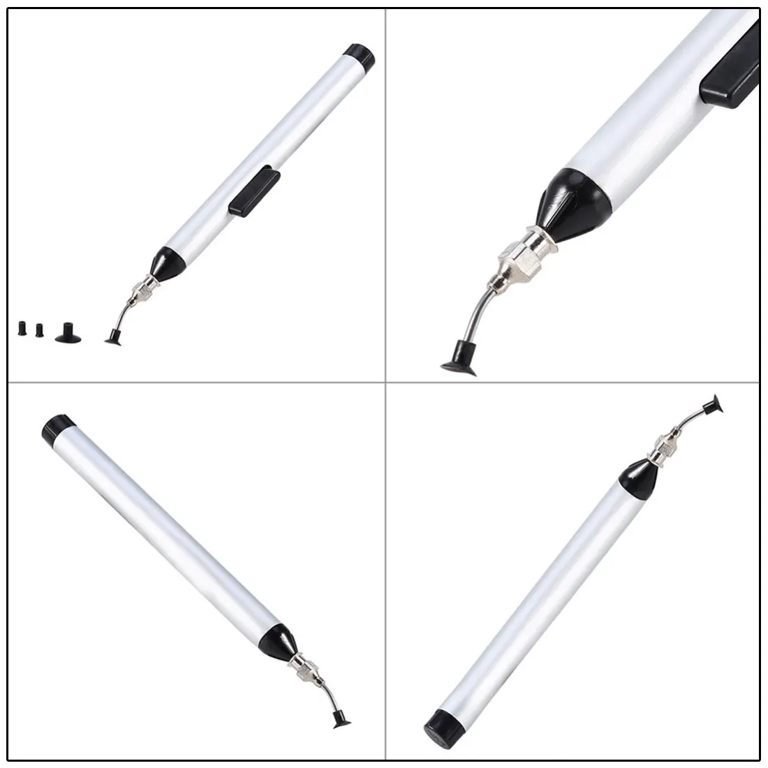 

IC SMD Vacuum Sucking Suction Pen Remover Sucker Pump Tweezer Soldering Pick Up Tool Solder Desoldering with 3 Suction Headers