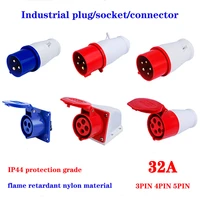 32a industrial plugs and sockets waterproof connector 3pin 4pin 5pin ip44 waterproof electrical connection wall mounted socket