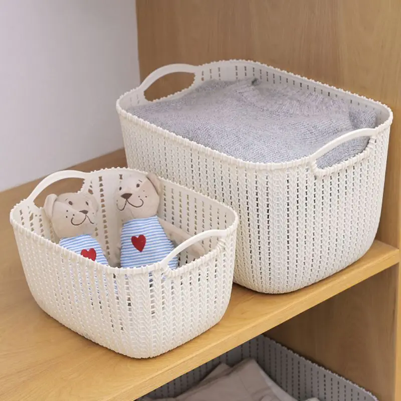 3 шт. прямоугольные пластиковые портативные настольные Ротанговые полые корзины