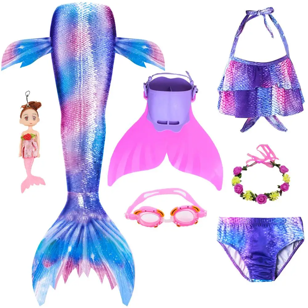Хвост русалки для девочек костюм плавания вечеринки Костюм Русалки с