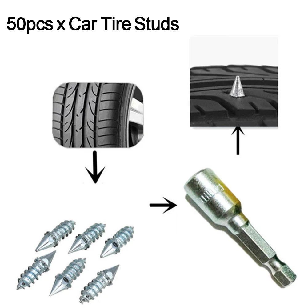 

50pcs Screw Accessories Metal Off Road Tire Studs Vehicle Car Motorcycle Wheel Trim Nail Snow Spike Anti Slip Chains Motorbike
