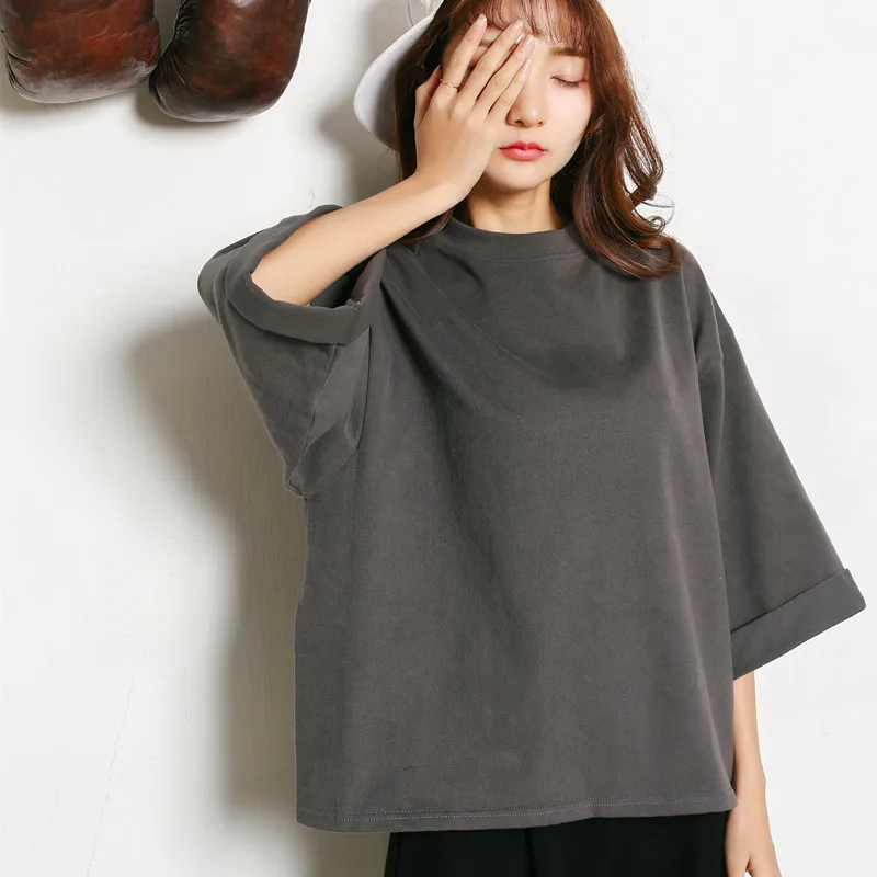 Women Lady Oversize Three-quarter sleeve cotton shirt custom logo Personal design Brand Printed Customized Text Photo | Женская одежда