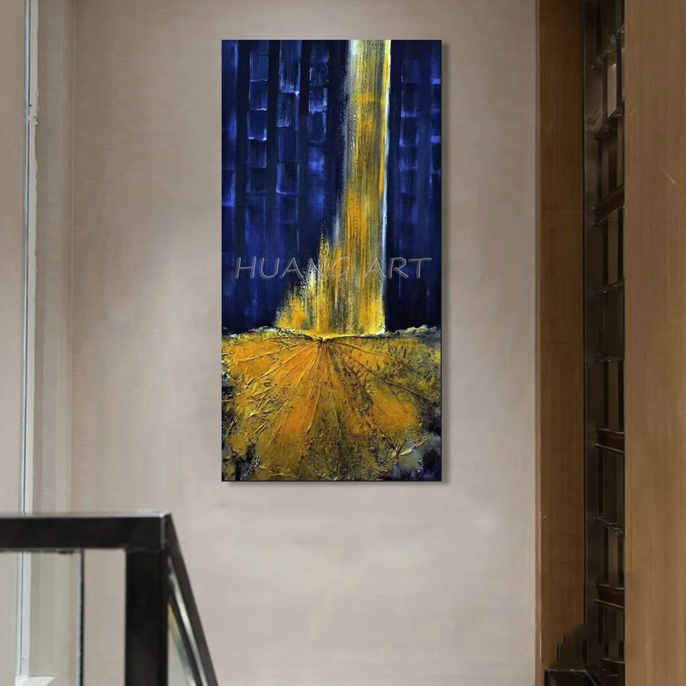 Home Decorative Handmade Yellow or Red Abstract Wall Picture Lotus Leaf Oil Painting for Living Room Decor | Дом и сад