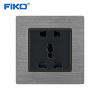 fiko 13a universal uk 5 pin socket wall power standard 86mm86mm black aluminium alloy panel power socket