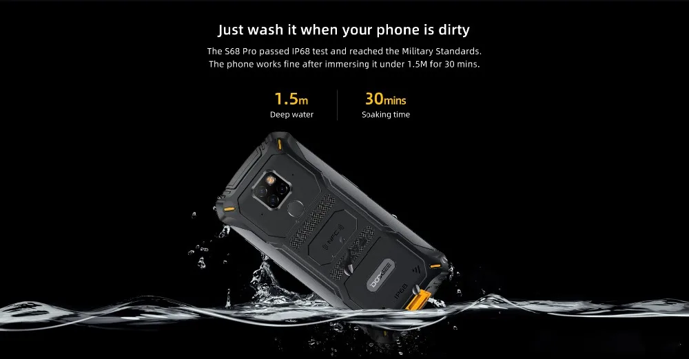 DOOGEE S68 Pro IP68 водонепроницаемый прочный телефон 6 ГБ+ 128 Гб FHD+ смартфон 21MP AI Triple 6300 мАч камера мобильный телефон NFC