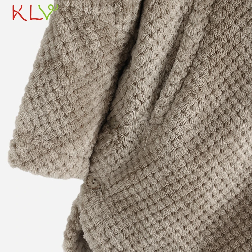 Women Jacket Hooded Fleece Pocket Warm Winter Coat Fluffy Button Casual Top Outwear Clothes Plus Size Manteau Femme 5XL 19Oct