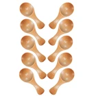 Практичная Маленькая деревянная ложка с короткой ручкой, 10 пакетов, идеально подходит для небольших банок с джемом, специями, приправами, сахаром, H