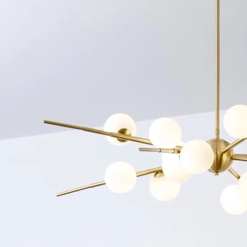 Candelabro de bola de vidrio de lujo moderno, luces colgantes para sala de Estar, comedor, lámpara colgante montada en el techo, 2021