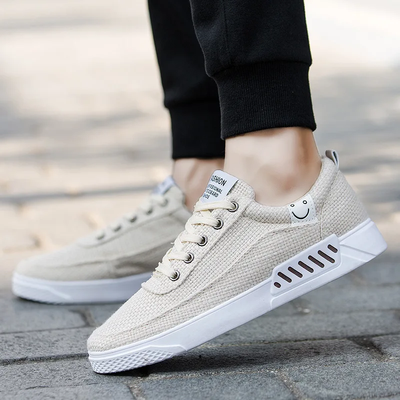 Мужская льняная парусиновая обувь дышащая повседневная модная мужская
