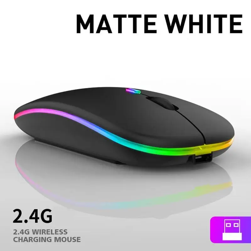 

Bluetooth Dual-Mode Charging Mouse 5.0 Mute Silent Laptop Game Female Students 2.4g Wireless Mouse Mouse Shining