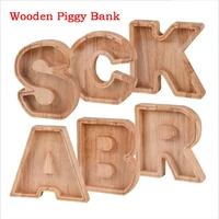 1pc wooden money box deposit home decor kids gift alphabet piggy bank 26 letters shaped decoration ornaments personalized