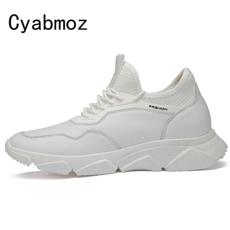 Кроссовки мужские из натуральной кожи повседневная обувь увеличивающая рост на