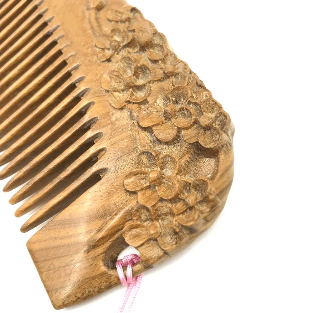 Verawood гребень резной зеленый сандаловое дерево антистатические портативный