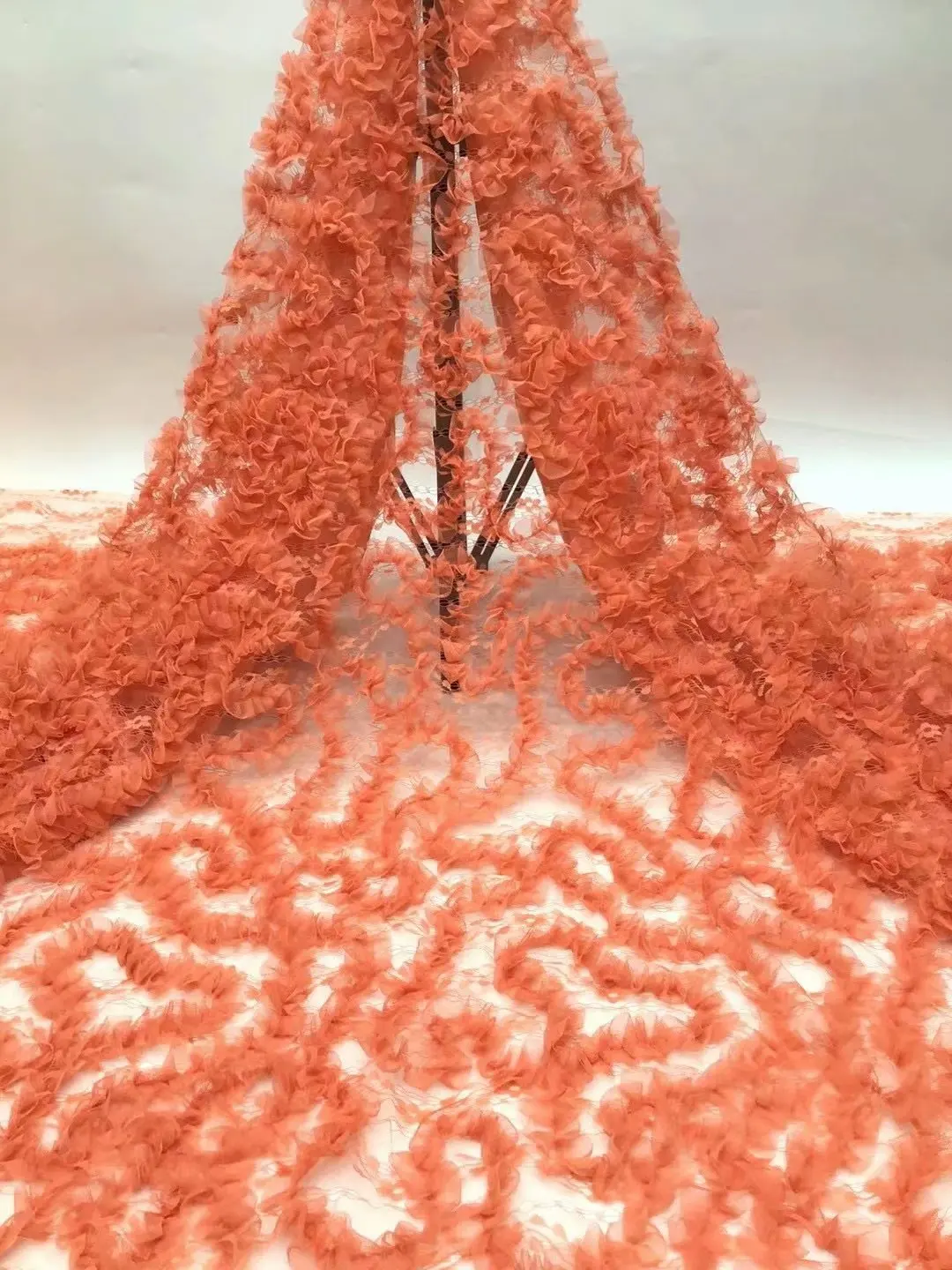 

Оранжевый Африканский нигерийский тюль, кружева чистой ткани с блестками шифон шнур свадебного торжества платья Швейные материалы