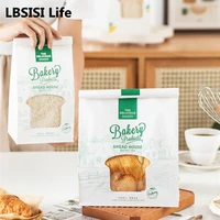 lbsisi life 50pcs bread toast sweets bags handmade almond cookie waffle donuts croissant baked pastry paper packaging decoration