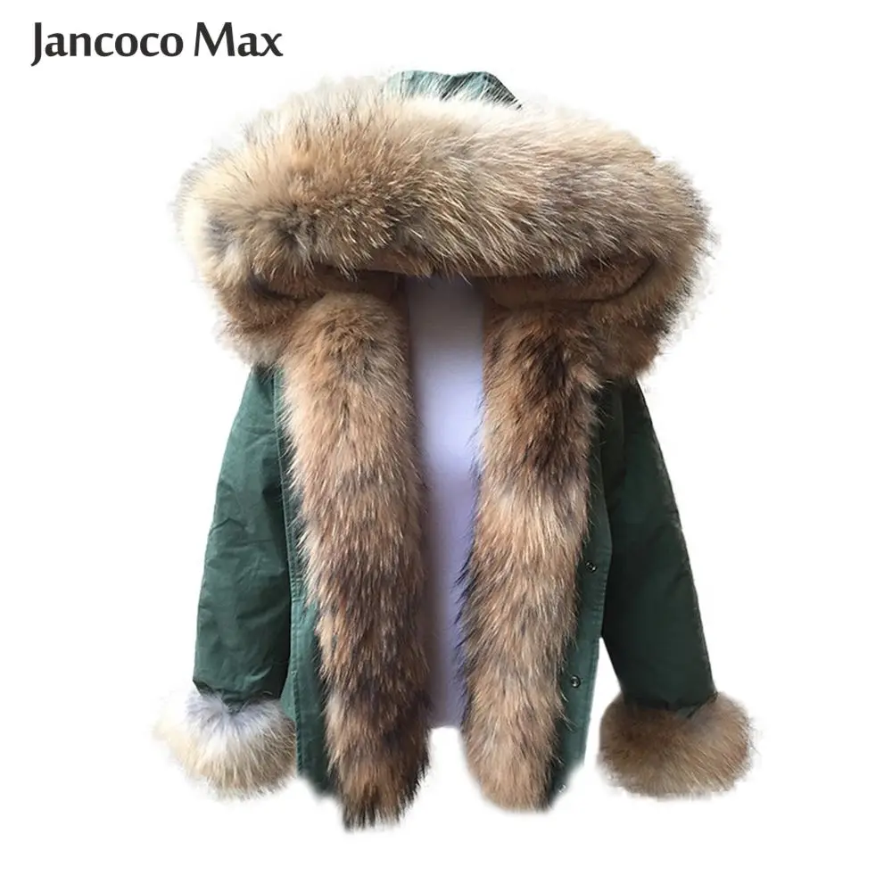 Jancoco Max новая женская парка с капюшоном и воротником из натурального меха енота