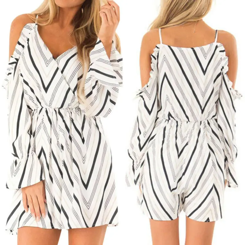 Sexy Women Boho Off Shoulder Long Sleeve Evening Party Beach Mini Dress Sundress | Женская одежда