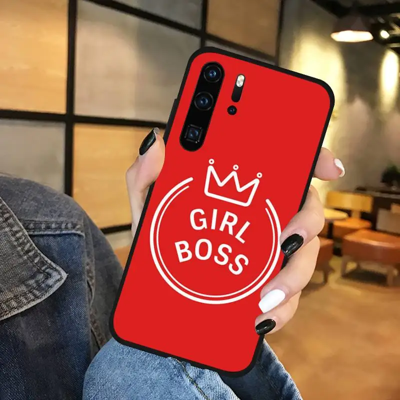 

Girl Boss Pink Women power Cartoon Novelty Phone Cases Funda For Huawei P9 P10 P20 P30 Lite 2016 2017 2019 plus pro P smart