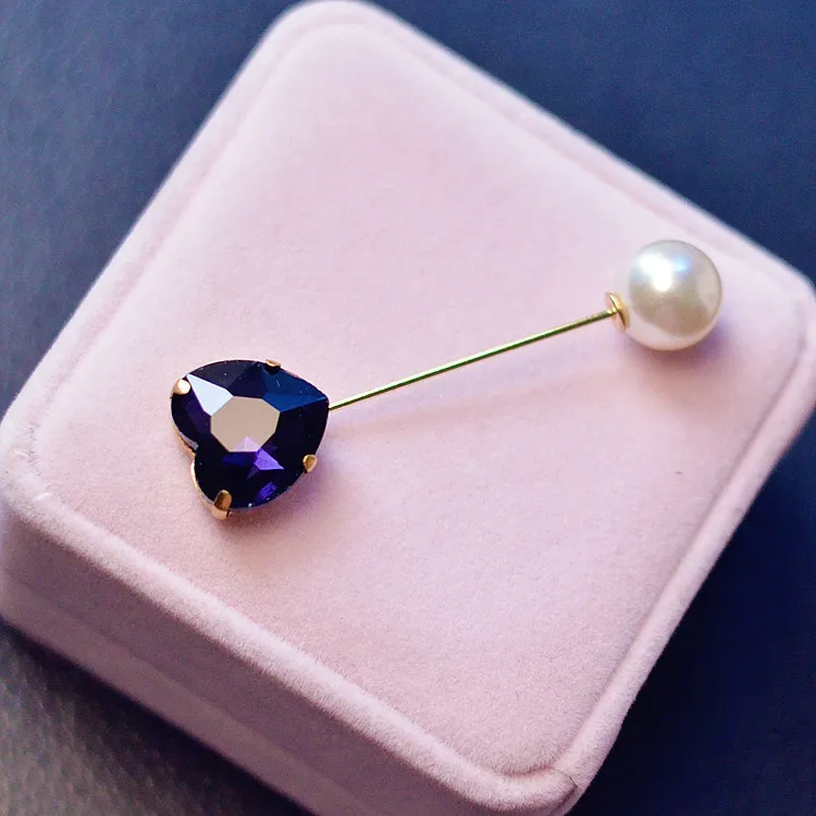 Fashion Colorful Rhinestone Simple Heart Brooch Vintage Brooch Fashion Hijab Pins and Brooches Clothes for Women Gift 3pcs