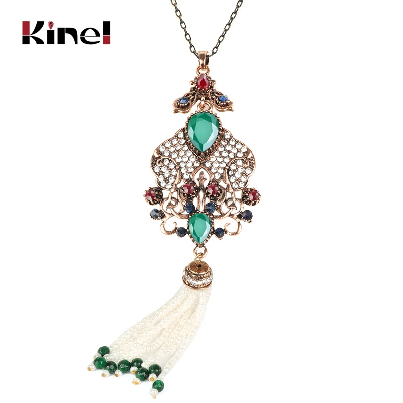 Новинка 2019 ожерелье Kinel с кисточками в стиле бохо для женщин старинные Золотые