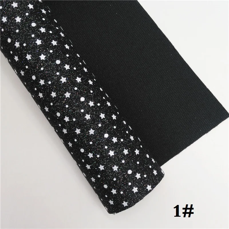 1 Glitterwishcome 21X29 см A4 Размер звезды блеск с принтом ткани, блестящие кожаные листы, кожа ткань винил для бантов, GM485A - Цвет: 1
