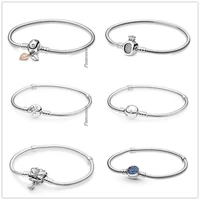 original 925 sterling silver moments crown o with crystal snake chain bracelet bangle fit women bead charm fashion jewelry