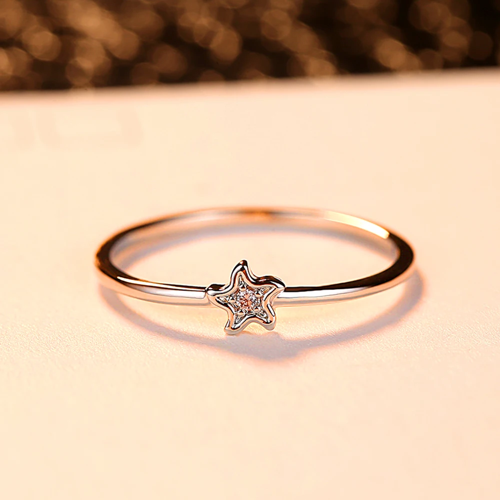 Женское розовое кольцо в виде морской звезды милое мини циркониевое Гламурное