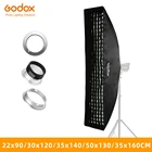 Прямоугольная лента Godox 22x90 см, 30x120 см, 35x160 см, софтбокс с решеткой для студийной вспышки Bowens Profoto Elinchrom
