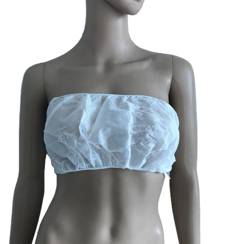 

50Pcs/Set Women Non-Woven Disposable Bandeau Bra Strapless Lace-Up Tie Back Strap Bralette Underwear for TanningBeauty Salon SPA