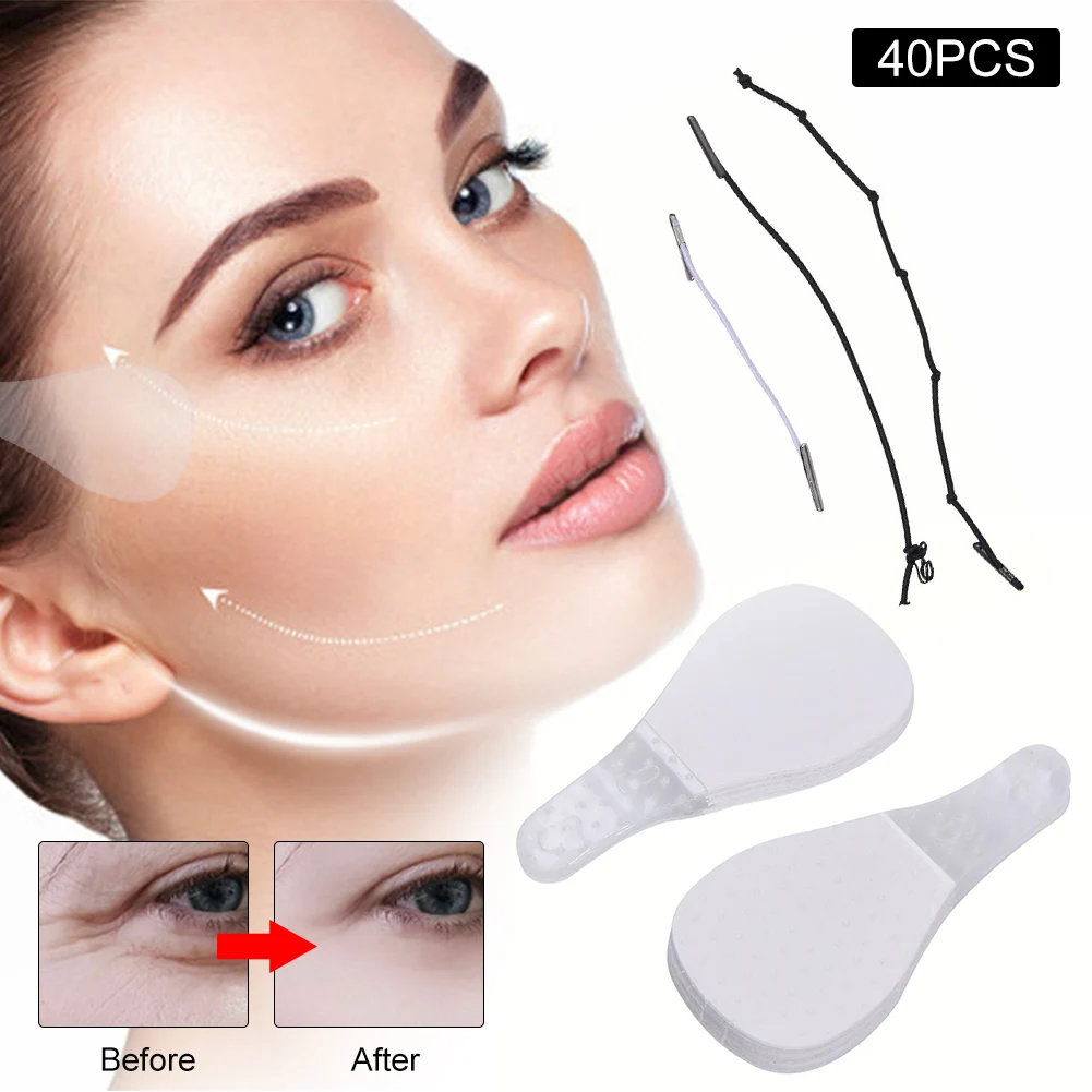 

40Pcs/Set Invisible Thin Face Stickers V-Shape Face Facial Line Wrinkle Sagging SkinFace Lift Up Fast Chin Adhesive Tape