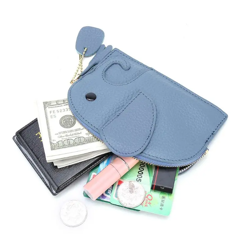 

Adorable Cute Cartoon Elephant Wallet Credit Card Holder Keyring Organizer PU Coin Purse Case