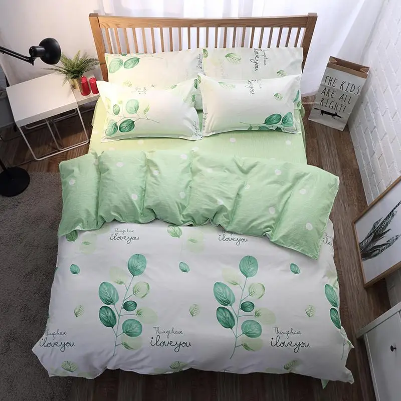 57 домашний текстиль животные мир кот мультфильм зеленый пододеяльник наволочка