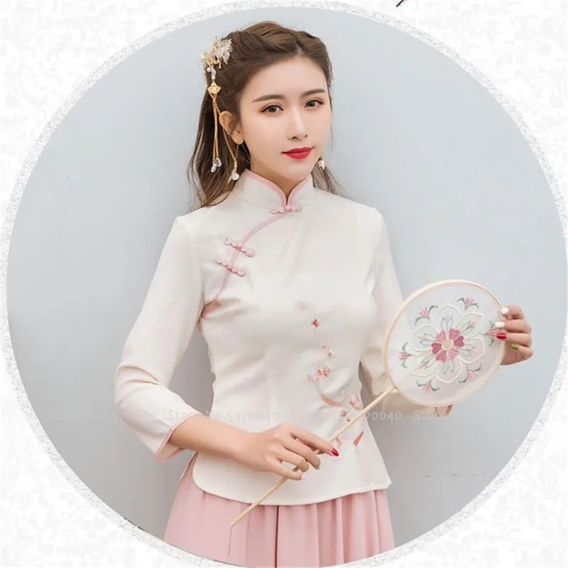 Традиционная китайская одежда ханьфу для женщин Qipao юбки Ципао топы новогодняя