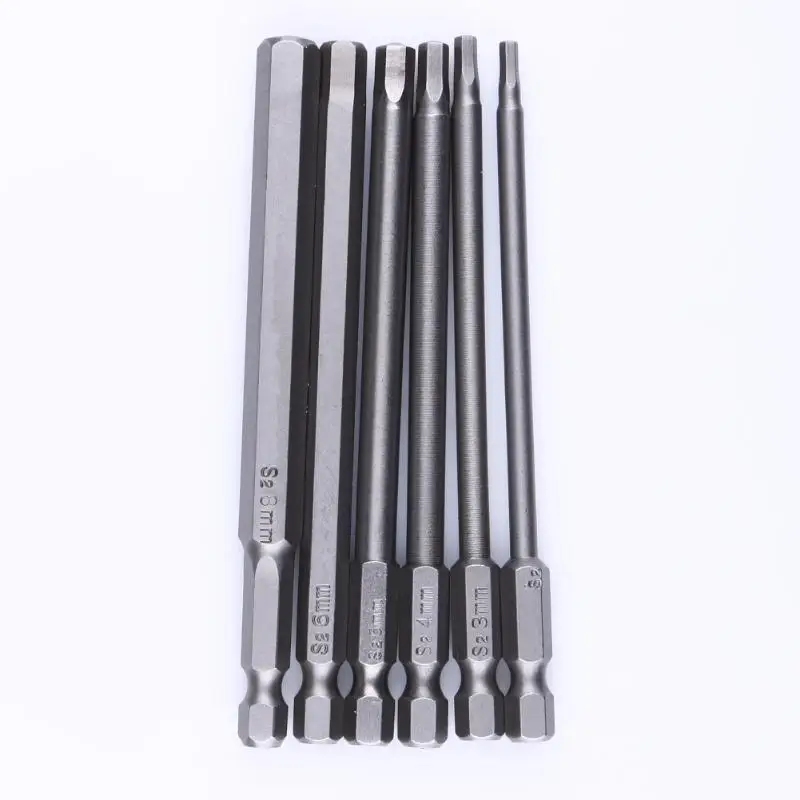 6pcs 100mm Length 1/4 Inch Hex Shank Magnetic Hexagon Head Screwdriver Bit Set H2.5 H3 H4 H5 H6 H8 Drill 1 | Инструменты