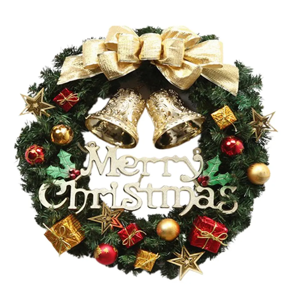 

Pine Christmas Wreath Garland With Bowknot Bells Berries Flower For Christmas Party Decor Front Door Wreath Hanging Garland