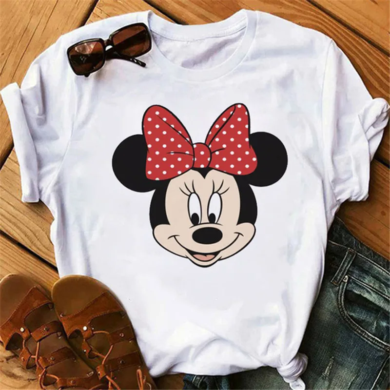 Женская футболка с принтом в стиле Харадзюку белая круглым вырезом и коротким