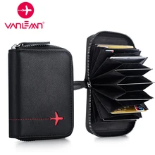 RFID Card Holder Women Genuine Leather Mens Wallet Business Credit Card Holder Men Wallet Card Case Coin Purse Man Zippe Pocket