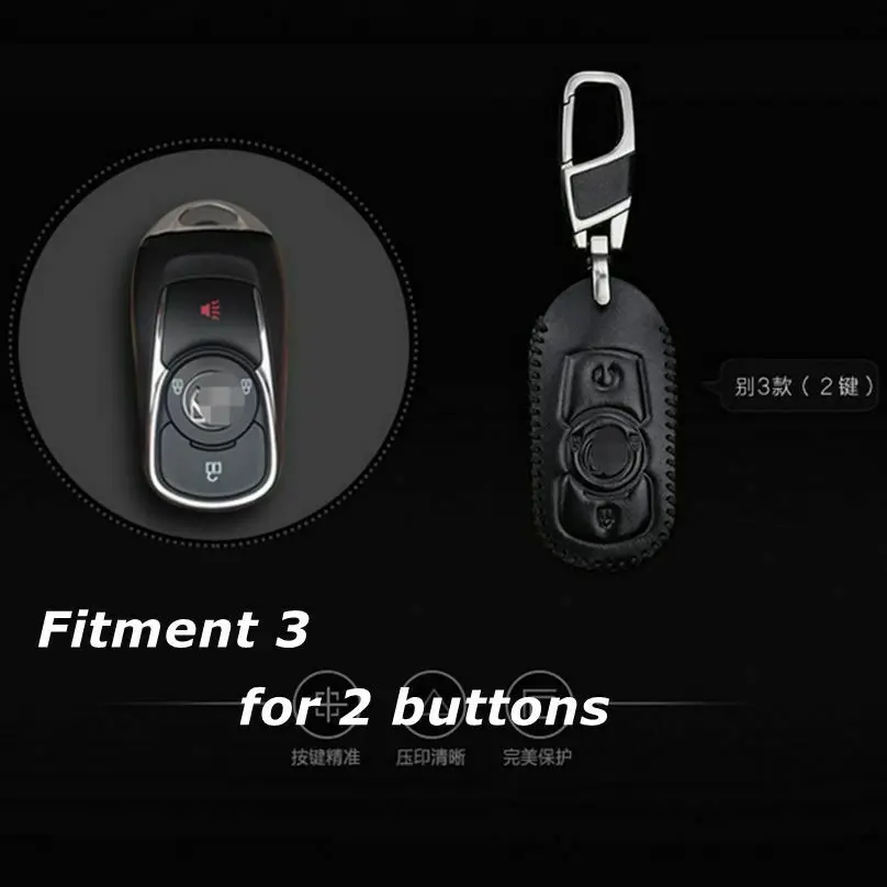 

1x Leather Car Key Case Cover Key Chain Keyfob For Buick Envision 2 3 Buttons